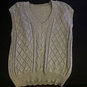 Gray Cable Knit Women's Sweater Vest